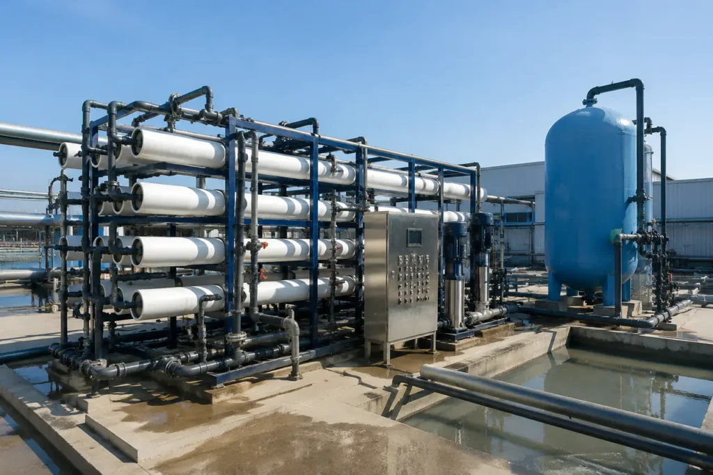 Industrial RO reject water treatment system installed in a manufacturing plant